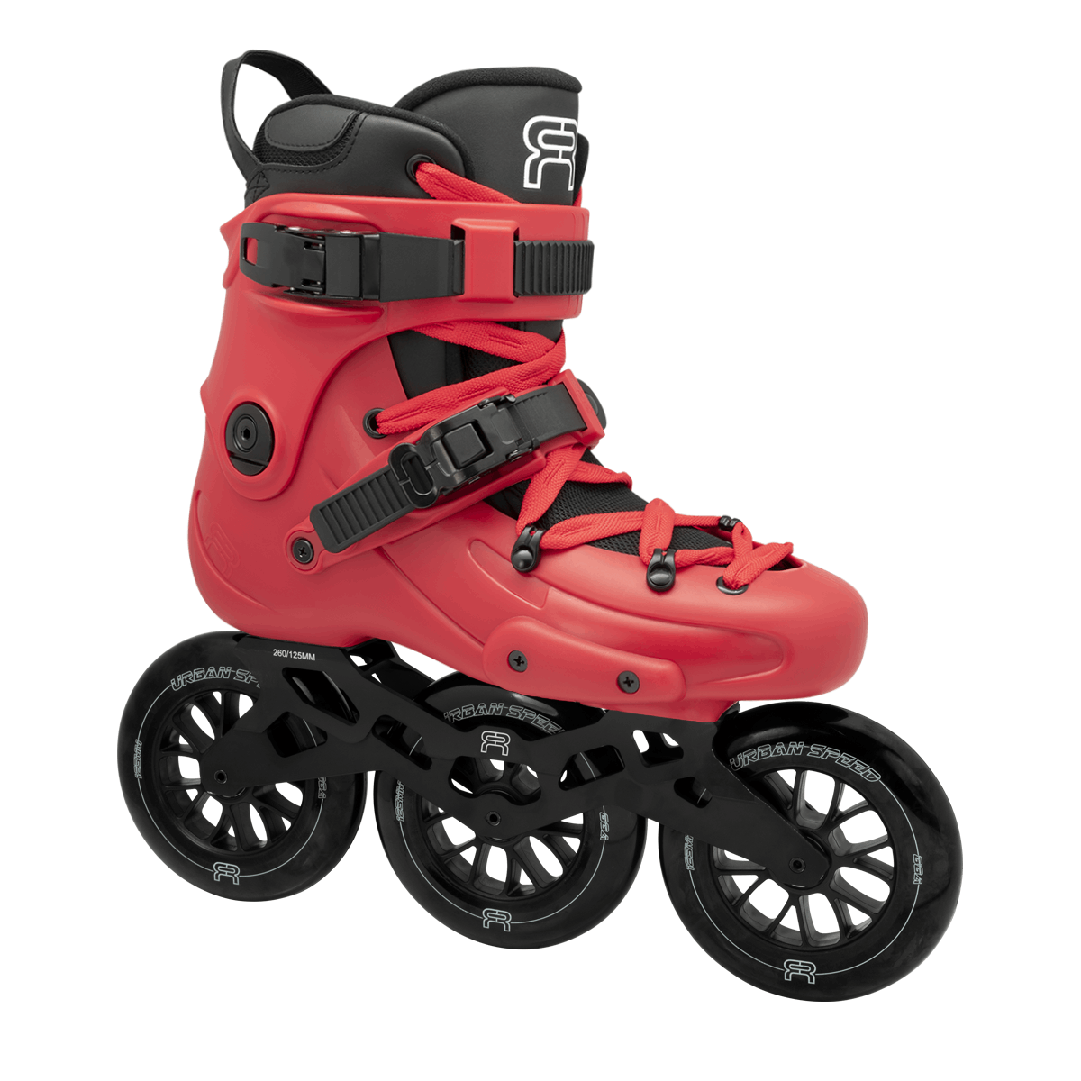 FR1 325 red inline skate with 3 big wheels of 125mm